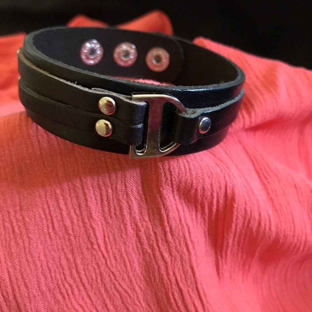Urban Edge Black Leather Adjustable Bracelet